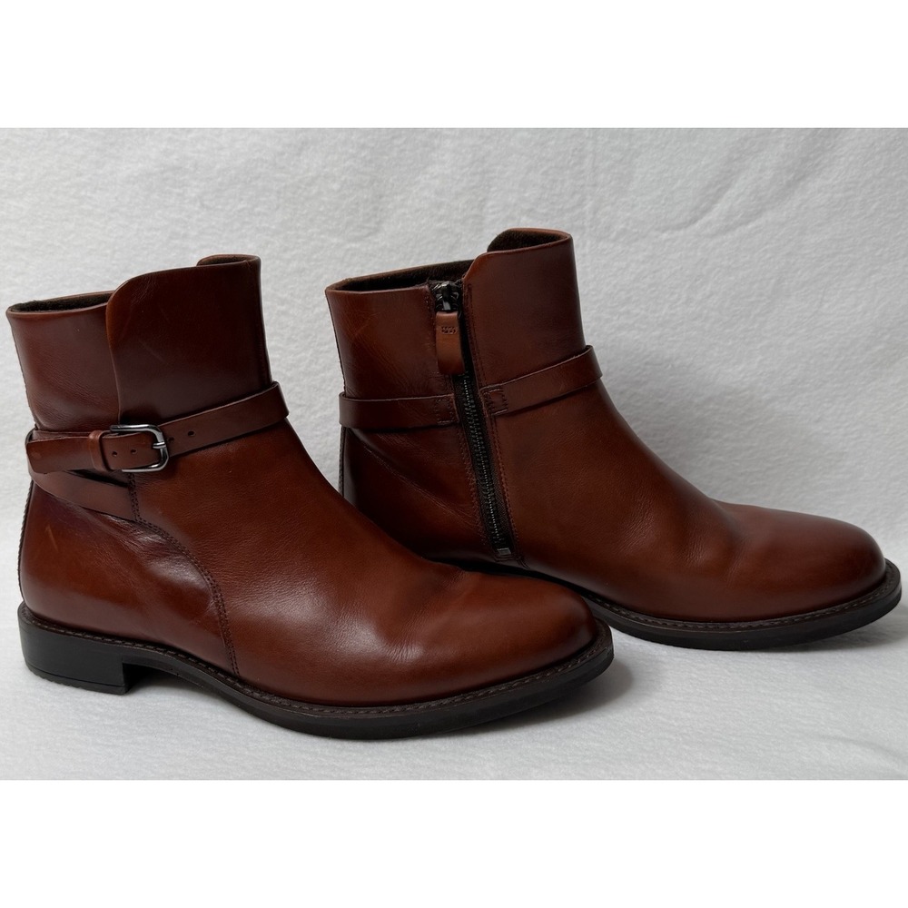 Ecco Sartorelle 25 Mid Ankle Boot Cognac Brown Leather Women Sz 40/9-9.5 Comfort